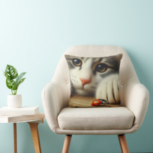 Coussin Tabby Chat Avec Ladybug