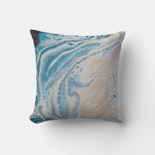 Coussin Tableau abstrait bleu et blanc