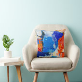 Coussin Tableau Abstrait bleu et orange 2 (Chaise)
