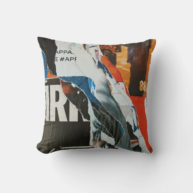 Coussin Tableau abstrait noir blanc et orange (Recto)