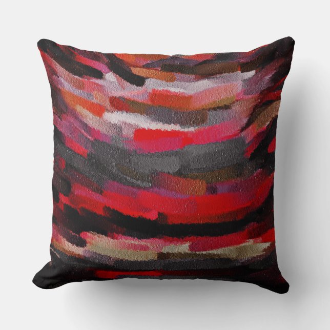 Coussin Tableau Abstrait rouge noir (Recto)