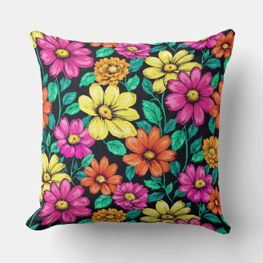 Coussin Tableau coloré de grandes fleurs (Recto)