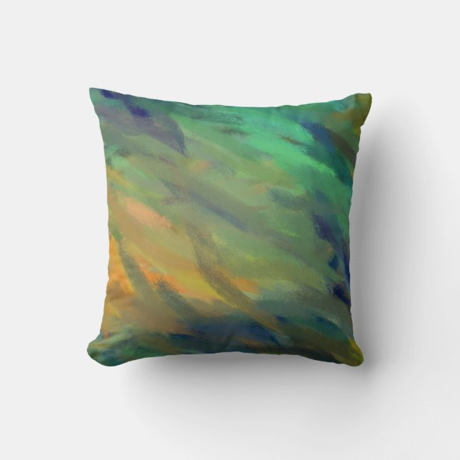 Coussin Tableau d'art Abstrait bleu orange 3 (Recto)