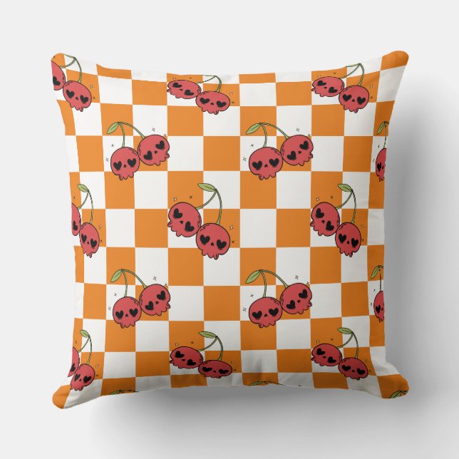 Coussin Tableau de contrôle du crâne de cerisier - Vibes K (Verso)