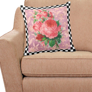 Coussin Tableau de contrôle vintage et roses roses roses
