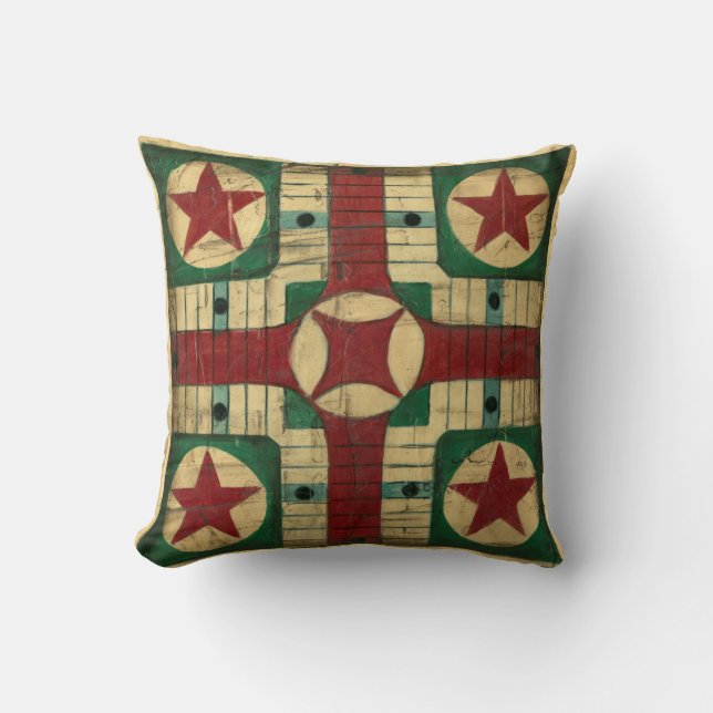 Coussin Tableau de jeu Antique Parcheesi par Ethan Harper (Recto)