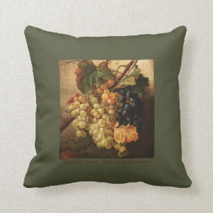 Coussin Tableau de raisins Vintage Automne vert