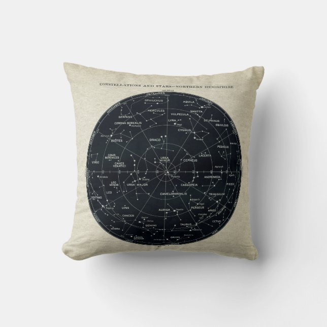 Coussin Tableau des étoiles du ciel de nuit Vintage (Recto)
