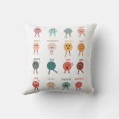 Coussin Tableau des visages de sentiments et d'émotions co (Verso)