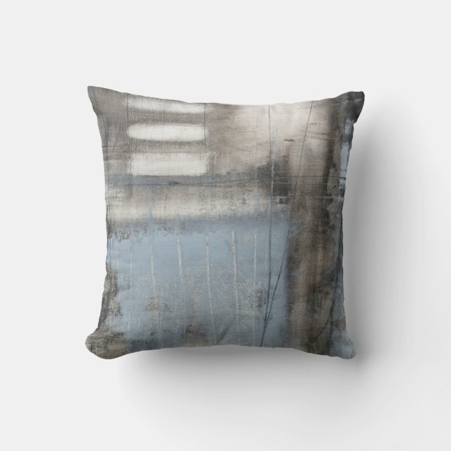 Coussin Tableau gris et bleu Abstrait (Recto)