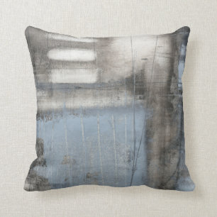 Coussin Tableau gris et bleu Abstrait
