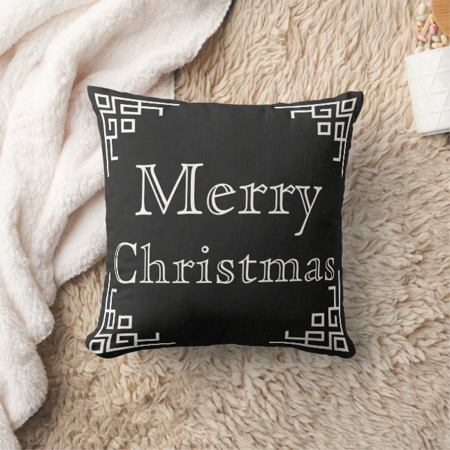 Coussin Tableau noir à tourbillon blanc Joyeux Noël (Couverture)