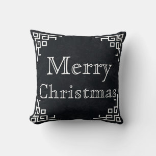 Coussin Tableau noir Craie Blanche Tourbillon Joyeux Noël