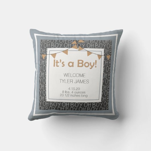 Coussin Tableau noir Gris bleu et vert tan néonatale (Verso)