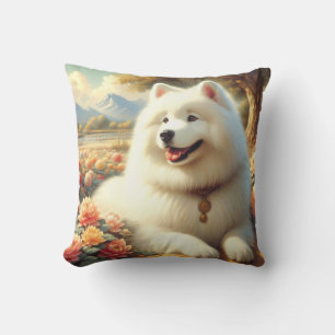 Coussin Tableau vintage Samoyed Dog