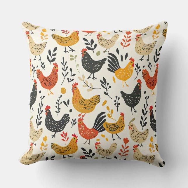 Coussin Tableaux et poulets Illustration simple Imprimer (Recto)