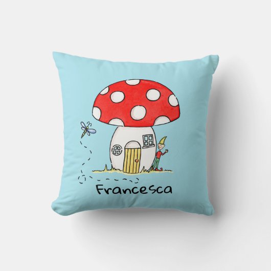 Coussin Tabouret personnalisé, elfe et libellule (Recto)