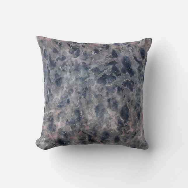Coussin Tache d'aquarelle abstraite rose et bleu pâle (Recto)