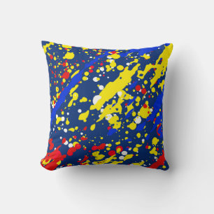 Coussin Tache de peinture abstraite multicolore