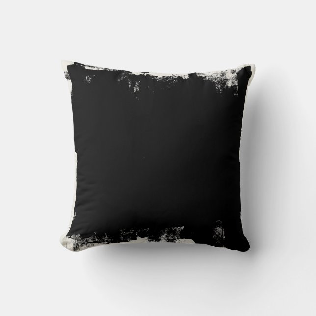 Coussin Tache de peinture abstraite noir et blanc (Recto)