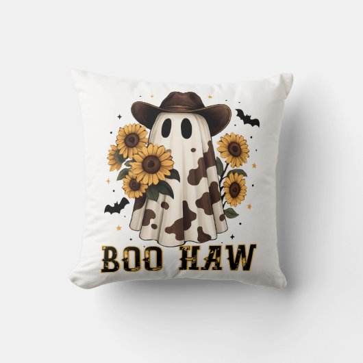 Coussin Tache de vache occidentale fantôme effrayant Boo H (Recto)