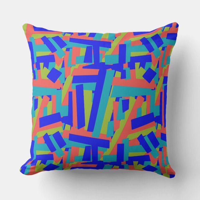 Coussin Taches abstraites de corail bleu vert bleu gras vi (Recto)