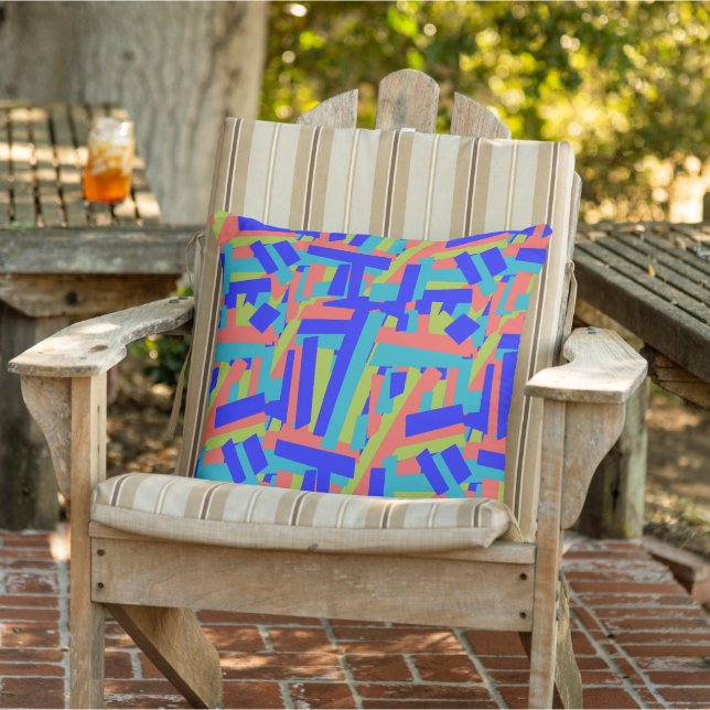 Coussin Taches abstraites de corail bleu vert bleu vif (Chaise)