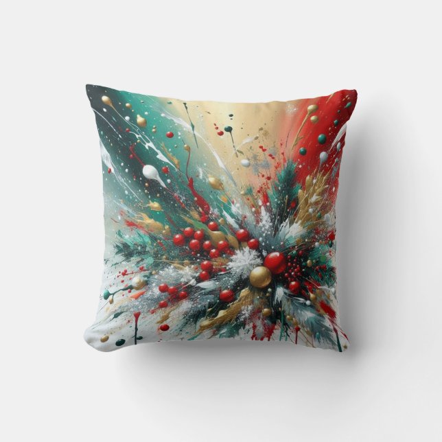 Coussin Taches de Noël / Flocons de neige  (Recto)