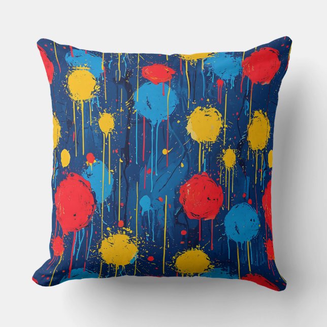 Coussin Taches de peinture colorées abstraites (Recto)