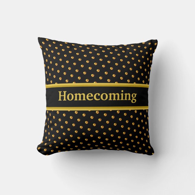 Coussin Taches dorées de rentrée scolaire sur fond noir (Recto)