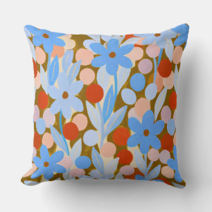 Coussin Taches florales en motif marron