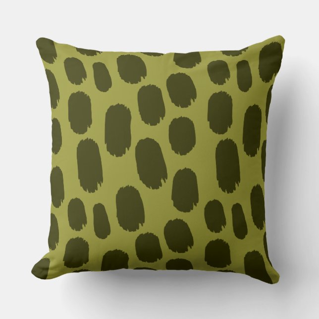 Coussin Taches peintes en gras - Olive foncé sur Olive (Recto)