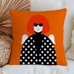 Coussin Taches Yayoi Kusama avec des fantômes mignons Hall