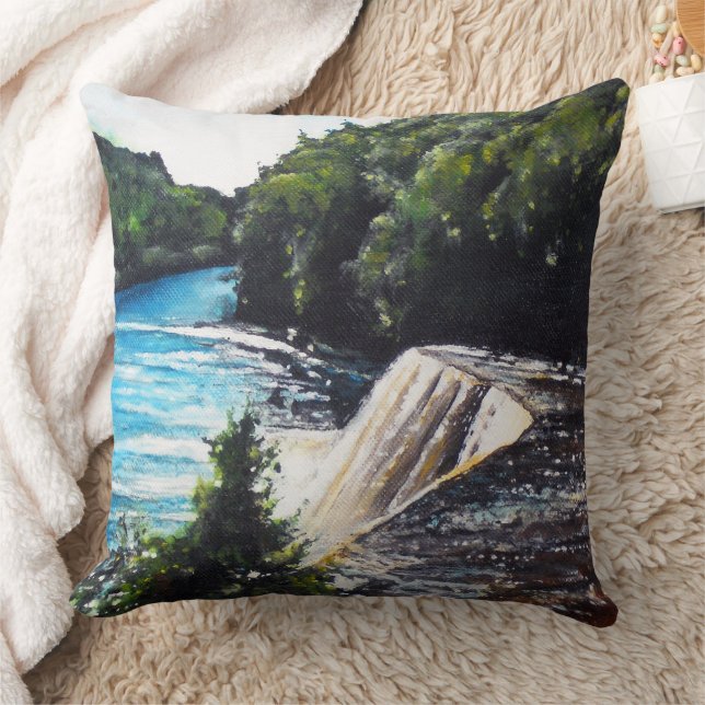 Coussin Tahquamenon Falls Painting (Couverture)
