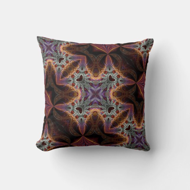 Coussin Taie décorative fractale violet orange Trippy (Recto)