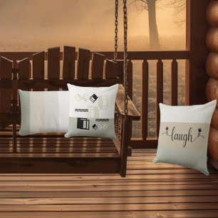 Coussin Taie Décorative "Rire" Tons Terrestre Rayée