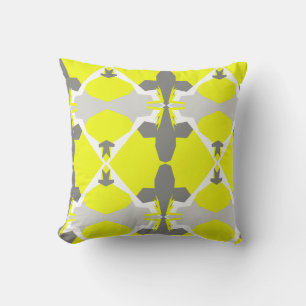 Coussin Taie d'oreiller à motif d'art abstrait gris jaune