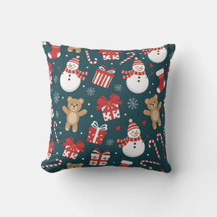 Coussin « Taie d'oreiller à motif de bonhomme de neige et