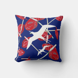 Coussin Taie d'oreiller à motif de fleurs d'oiseaux volant