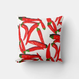 Coussin Taie d'oreiller à motif de piments chili rouge vif