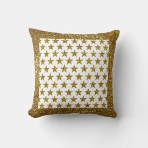 Coussin Taie d'oreiller étoiles pailletées or