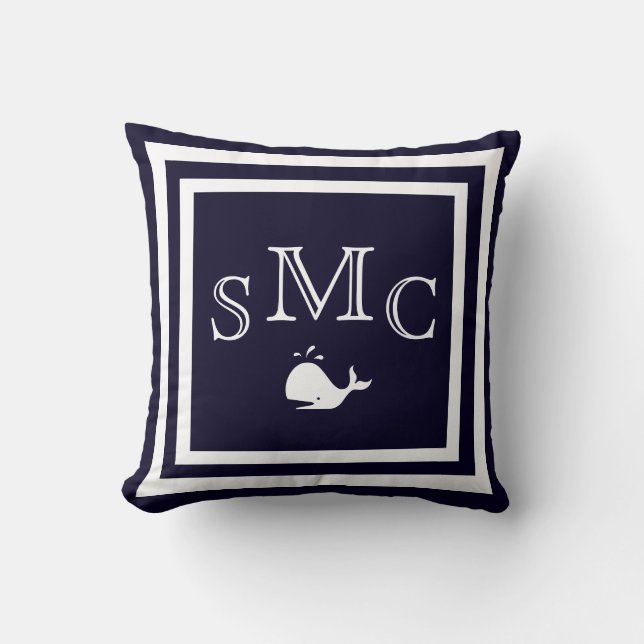 Coussin Taie d'oreiller unie bleu foncé MONOGRAM (Recto)