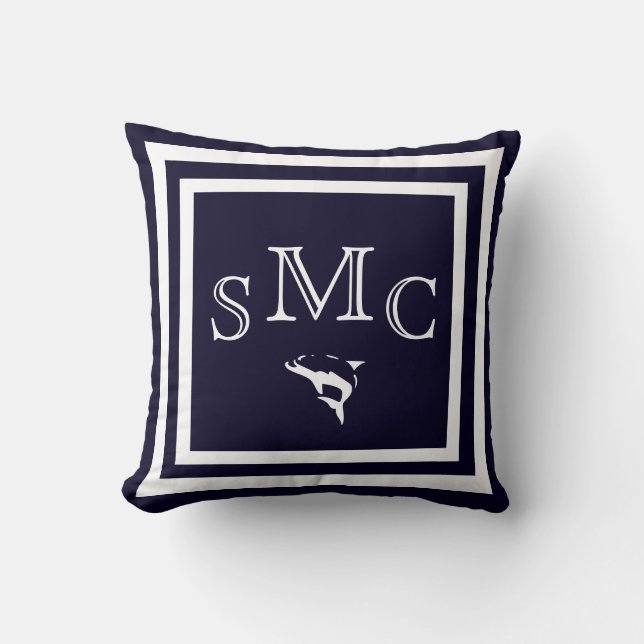 Coussin Taie d'oreiller unie bleu foncé MONOGRAM (Recto)