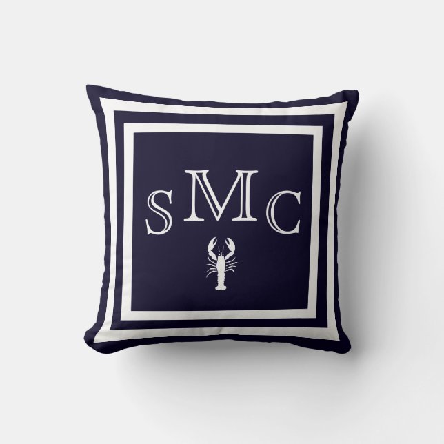 Coussin Taie d'oreiller unie bleu foncé MONOGRAM (Recto)
