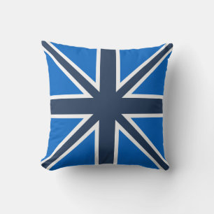 Coussin Taie d'oreiller Union Jack aux nuances de bleu