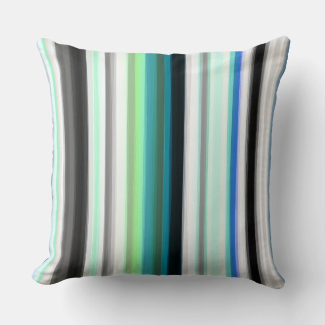 Coussin Tailles Abstraites turquoise, bleue et grise (Recto)