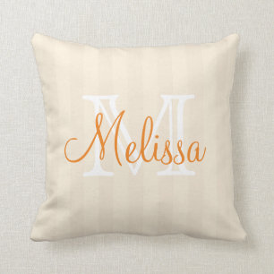 Coussin Tailles dans les couleurs Tan et Beige avec Nom