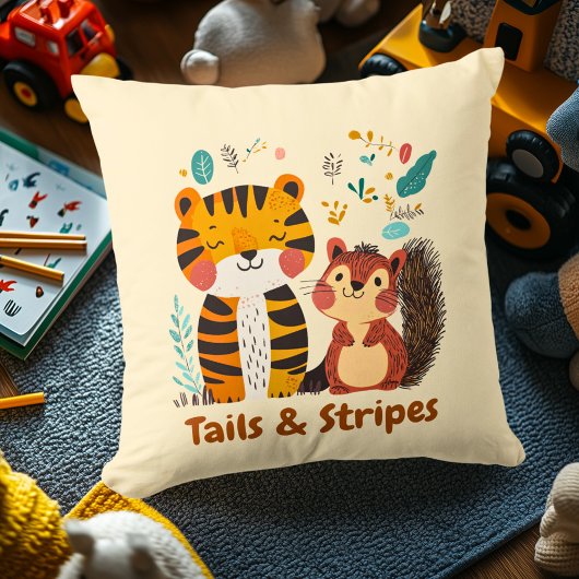 Coussin Tails & Stripes Tigre & Equirrel | Décor Chambre E