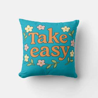 Coussin "Take Easy": Positive Retro Floral Illustration