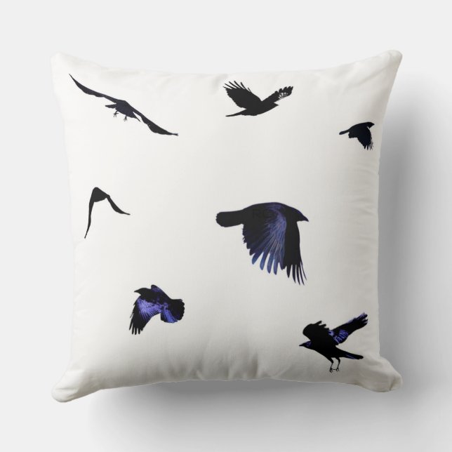 Coussin Take Flight Crow Throw Pillow (Verso)